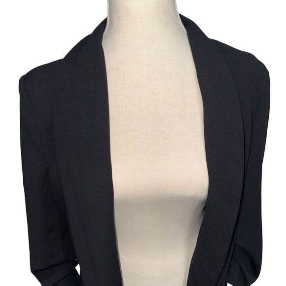 Boom Boom Jeans Black Lightweight Blazer 3/4 Quarter Sleeve Open Cardigan size M - Picture 6 of 10